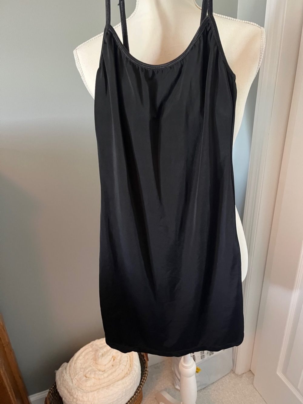 Izod Black Satin Slip Dress with Adjustable Straps